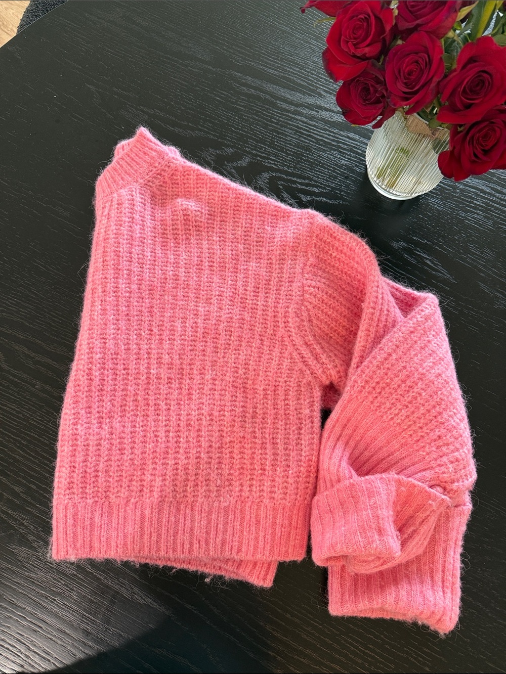 Zara Bubblegum Pink Ribbed Crewneck Sweater